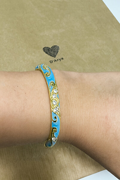 Darya سوار ذهبي مطلي بالمينا مع حجر الفيروز القديم طراز DD496