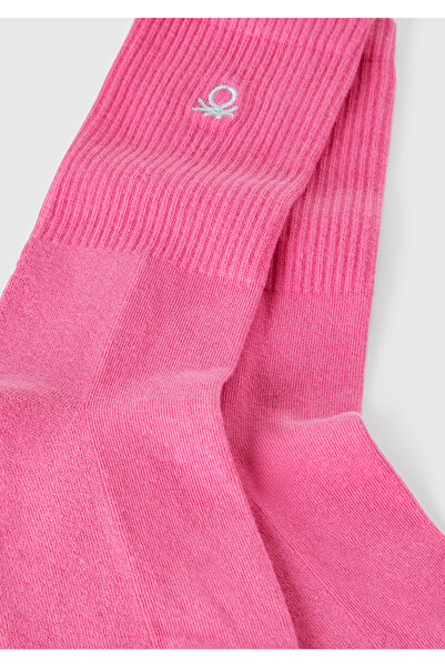 United Colors of Benetton Unisex Pembe Benetton Logolu Soket Çorap