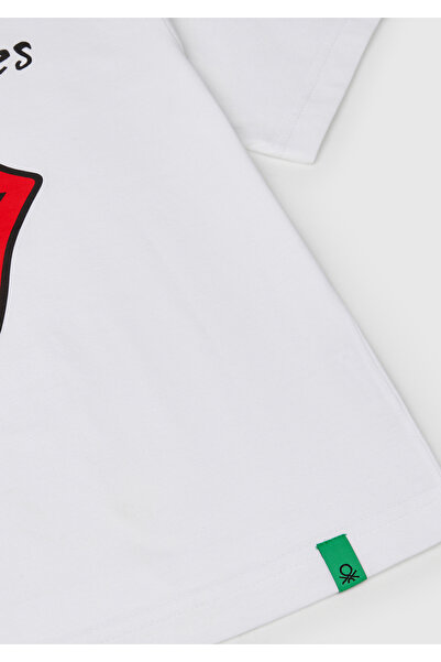 United Colors of Benetton Μπλουζάκι με λογότυπο με στάμπα για αγόρια με λευκά Rolling Stones