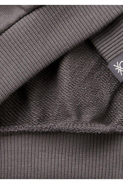 United Colors of Benetton Girl's Anthracite Rolling Stones Printed Label Logo Crew Neck Sweatshirt