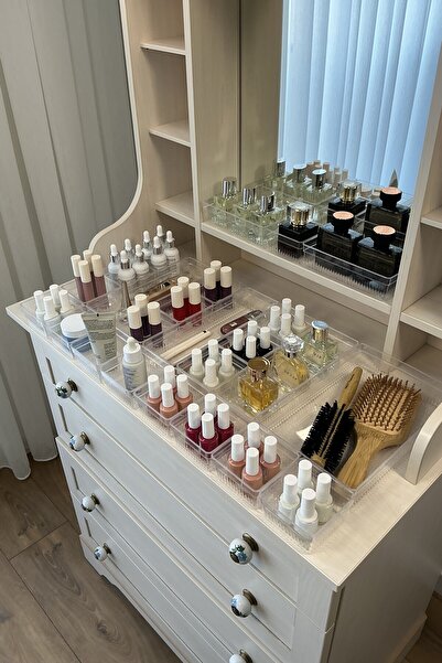 UNIQUE ME 24 Pieces Crystal Jewelry Accessories Organizer Multi-Purpose Drawer Jewelry Organizer Transparent