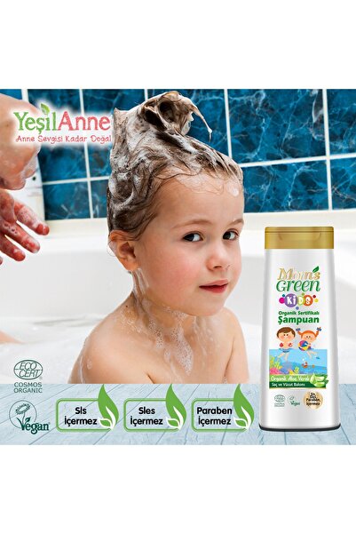 Mom's Green 2'li Kids - 400 ml Organik Sertifikalı Aloe Veralı Çocuk Şampuanı (400 ML X 2 ADET)