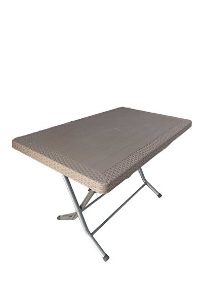 Netoc Katlanır Hasırlı Plastik Masa 70x120 Mutfak Masası 6 Kişilik