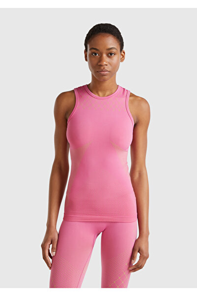 United Colors of Benetton Women's Pink Patterned Seamless Tank Top