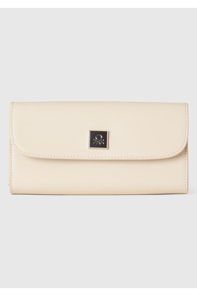 United Colors of Benetton Γυναικείο Ορθογώνιο Πορτοφόλι με Μεταλλικό Πλακέτα με Λογότυπο Πέτρας