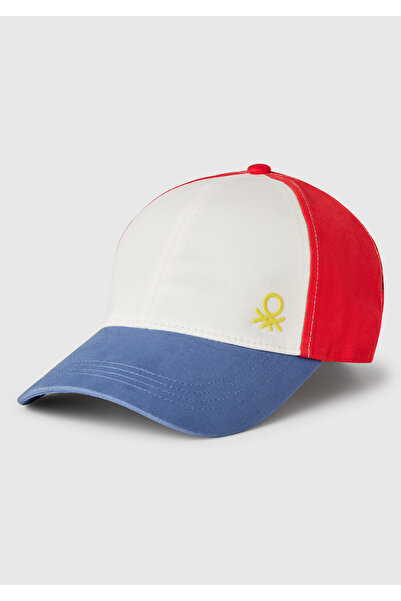 United Colors of Benetton Erkek Çocuk Havacı Mavi Renk Bloklu Logolu Kep Şapka