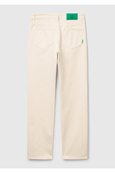 United Colors of Benetton Kadın Krem %100 Pamuk Normal Bel Regular Fit Denim Pantolon