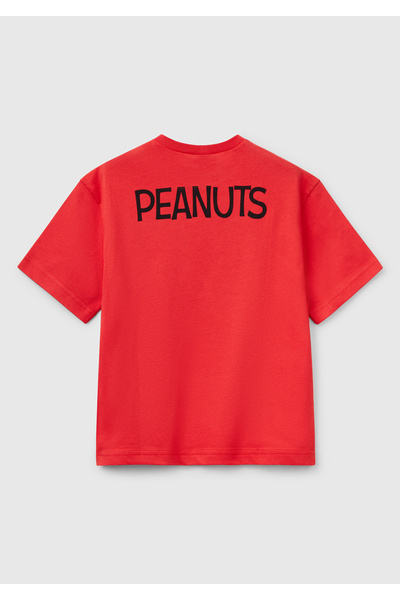 United Colors of Benetton Boy's Red Peanuts Printed T-Shirt