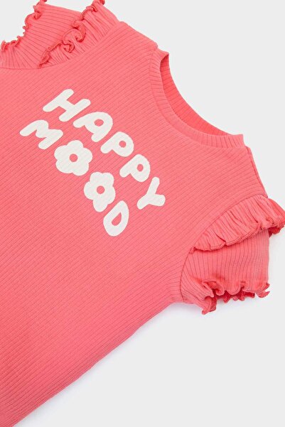 DeFacto Kız Bebek 2'li Takım Baskılı Kısa Kollu Fitilli Kaşkorse Tişört Tayt A0457A524SM