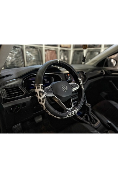 MCT Aksesuar Tüm Araçlara Uyumlu Geçmeli Karbon Leopar Direksiyon Kılıfı