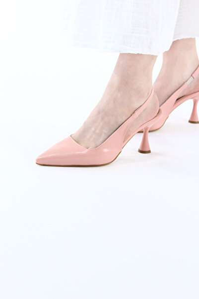 Güllü Shoes Powder Matte Pointed Toe Thin Heeled Open Side Strap Stiletto |   For Evening Dresses and Special Occasion Wear