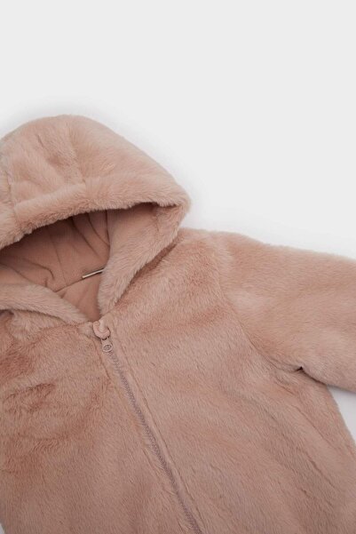 DeFacto Kız Bebek Polar Astarlı Peluş Kapüşonlu Mont C5319A524AU