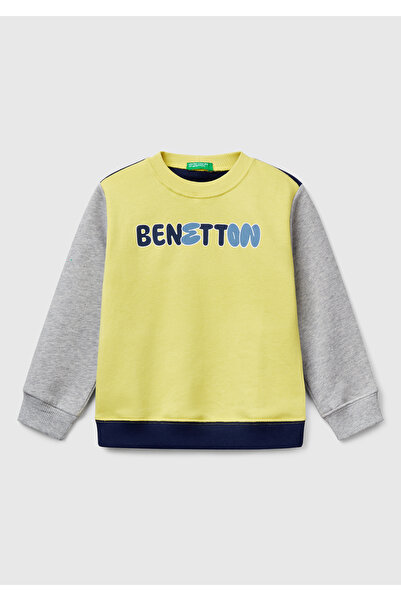 United Colors of Benetton Erkek Çocuk Sarı Mix Benetton Logo Baskılı Bisiklet...