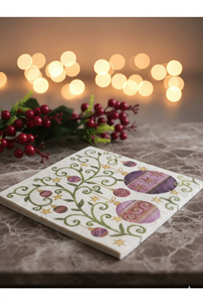 Deniz Party Store Yılbaşı Peçetesi Kağıt Peçete Renkli Toplar Desenli 20 Adet