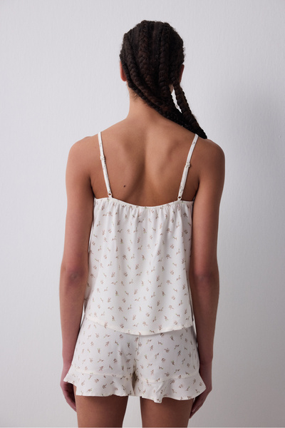 Penti Floral Şortlu Ekru Pijama Takımı