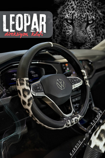 MCT Aksesuar Tüm Araçlara Uyumlu Geçmeli Karbon Leopar Direksiyon Kılıfı