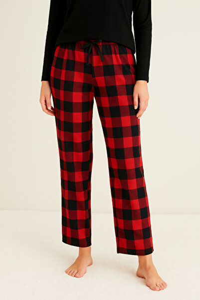 MyBen Red Plaid Patterned Single Bottom Pajamas