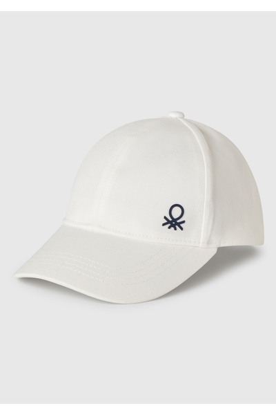 United Colors of Benetton Καπέλο με λογότυπο για αγόρι σε λευκό μπροστινό μέρος
