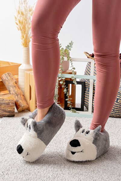 Slipcat Köpek Figürlü Peluş Panduf Ev Pandufu Unisex