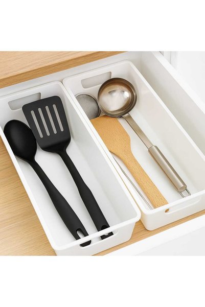 ankahometoys Set of 3 White Cutlery Holders Kitchen Organizer Drawer and Cabinet Organizer Knife Holder Spoon Holder Box