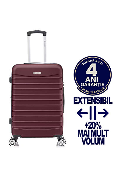 Quasar & Co. Troler Mediu Extensibil,troller Line,66x41x26-31cm,bagaj de cala,geamantan 4 Roti,cifru,abs,Visiniu