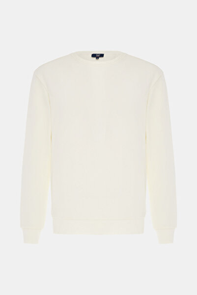 W Collection ECRU BICYCLE COLLAR LONG SLEEVE SWEATSHIRT