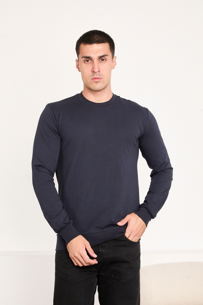 STOCX Men's Basic Long Sleeve Plain Sweatshirt