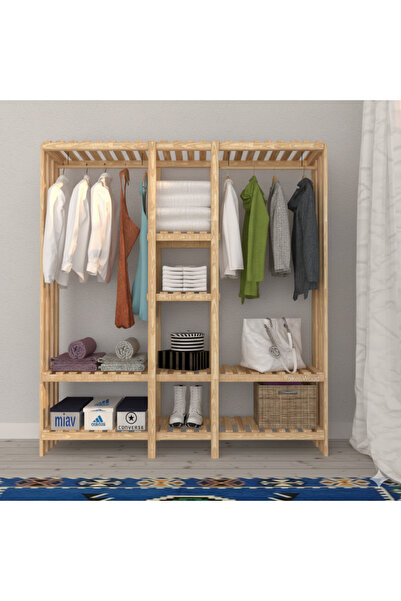 Fokai Wood Santoron - açık ahşap gardırop raf sistemi