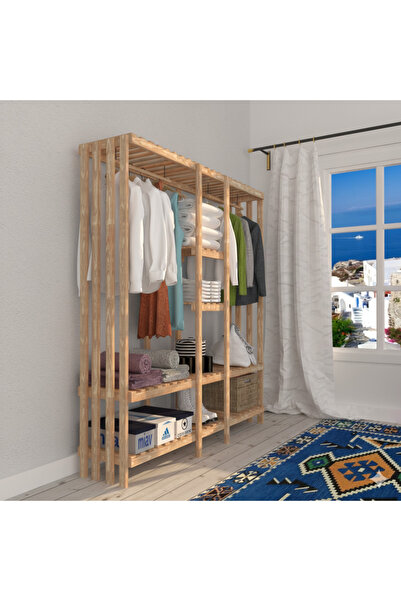 Fokai Wood Santoron - açık ahşap gardırop raf sistemi