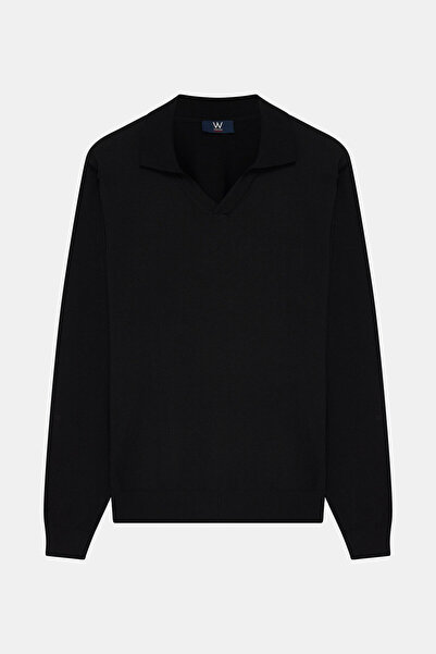 W Collection SİYAH POLO YAKA UZUN KOLLU KAZAK