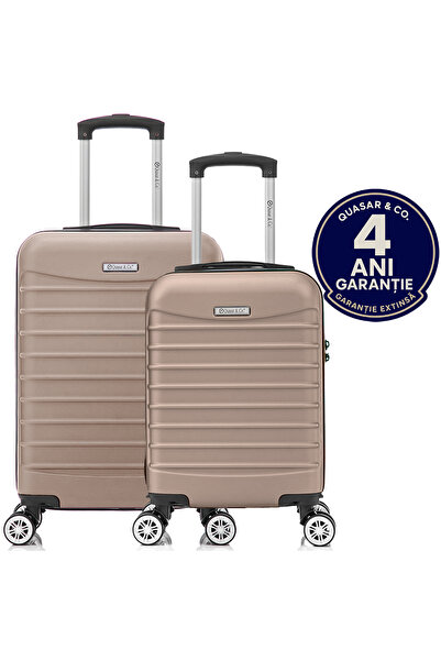 Quasar & Co. Set 2 trolere cabina, Quasar & Co.®,40x30x20cm roti detasabile/55x36x20cm,cifru,ABS,crem