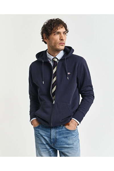 Gant Erkek Lacivert Regular Fit Kapüşonlu Sweatshirt