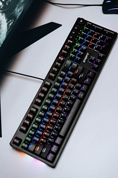 Sarepo MJ-97 Siyah Rgb Blue Switch Mekanik Gaming Oyuncu Klavye Türkçe Q