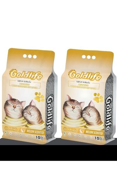 Goldlife Kavun Kokulu Topaklanan Bentonit Ince Taneli Kedi Kumu 10 Lt * 2 Adet