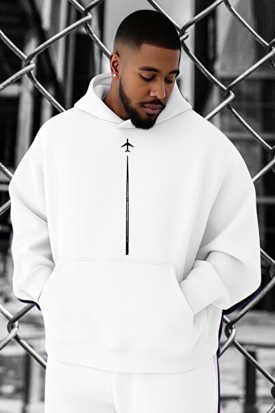 E-ROMA Hanorac de mărime mare cu imprimeu de avion