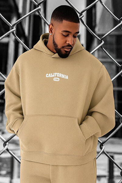 E-ROMA سويت شيرت كبير الحجم مطبوع عليه كاليفورنيا الولايات المتحدة الأمريكية