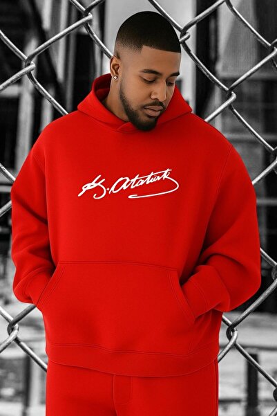 DM DOLCE MORE Hanorac de mărime mare cu imprimeu cu semnătura lui Atatürk