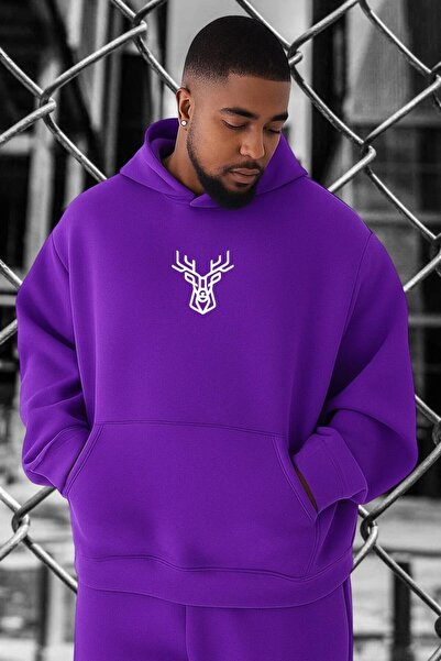 DM DOLCE MORE سويت شيرت مقاس كبير مطبوع عليه صورة غزال