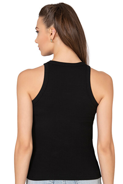 ÖZKAN underwear Özkan 27464 Women's Cotton Camisole Ribbed Flexible Comfortable Halter Neck Wide Bias Knitted Undershirt