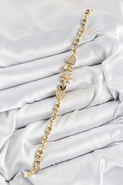 Lisinya سوار نسائي من النحاس والزركون على شكل قلب مزين بحجر الزركون ونموذج زه...