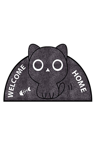 Carmine Carpet Dekoratif Dijital Baskılı Kedi Desenli Kapı Önü Paspası