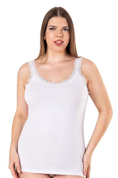 ÖZKAN underwear Özkan 26802 6 Pack Women's Cotton Collar Lace Detailed Thick Strap Flexible Comfortable Large Size Skip