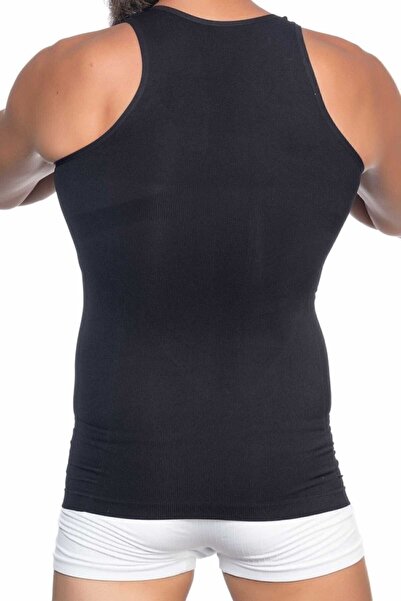 ÖZKAN underwear Black Emay E1002 U-Neck Men's Corset Undershirt