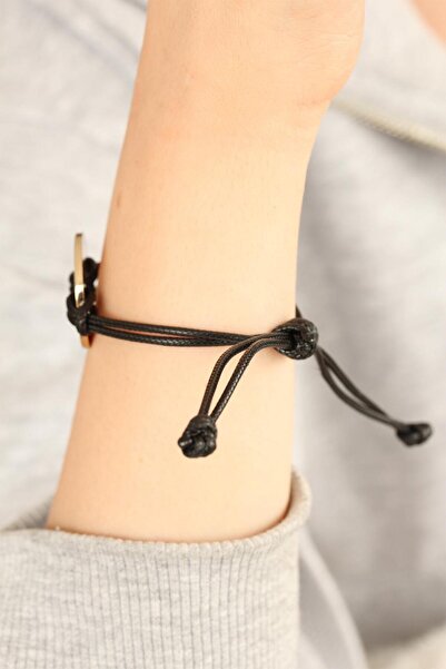 Lisinya سوار مزاجي (مود) للجنسين من الجلد الأسود برباط -