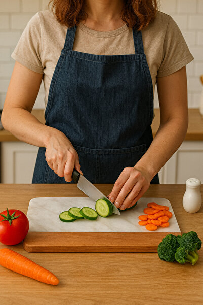 Fiyakalı Ürünler Atölyesi Marble Cutting Board, Bread Slicing, Cheese Plate, Antibacterial, Meat, Vegetables, 20X30 cm