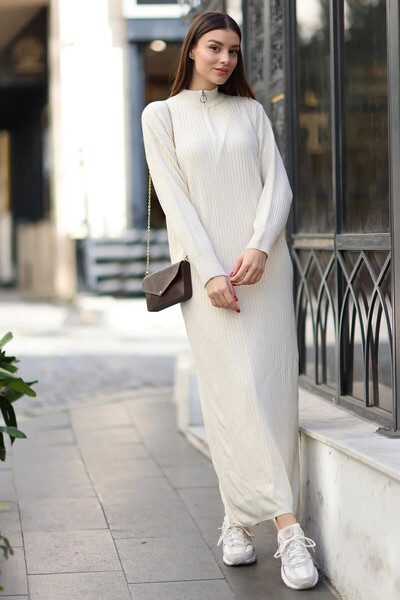 hazelin Γυναικείο πλεκτό μίντι φόρεμα με φερμουάρ γιακά με φαρδιά εφαρμογή HZL24W-BD 1101831