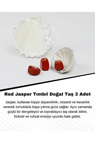 Saff Doğal Taş Sertifikalı Red Jasper Tımbıl Doğal Taş 3 Adet