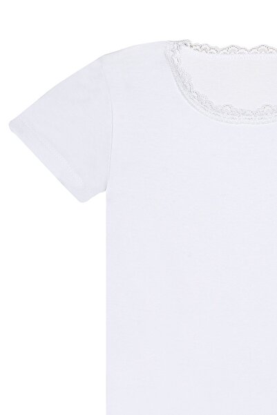 ÖZKAN underwear Özkan 42781 - 5-piece Cotton Girl's Tank Top, Lace Detail, Flexible and Comfortable, Short Sleeve