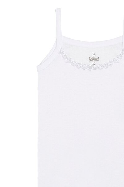 ÖZKAN underwear Özkan 0805 - 10 Pack Girl's Rope Strap, 100% Cotton, Flexible and Comfortable Collar, Embroidery Daisy Detail