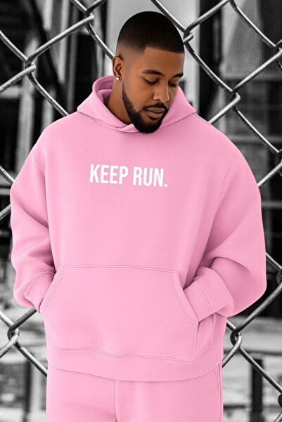 BENROMA Φούτερ μεγάλου μεγέθους με στάμπα KEEP RUN, 3 ΚΡΕΑΤΑ ΒΑΜΒΑΚΙΑ